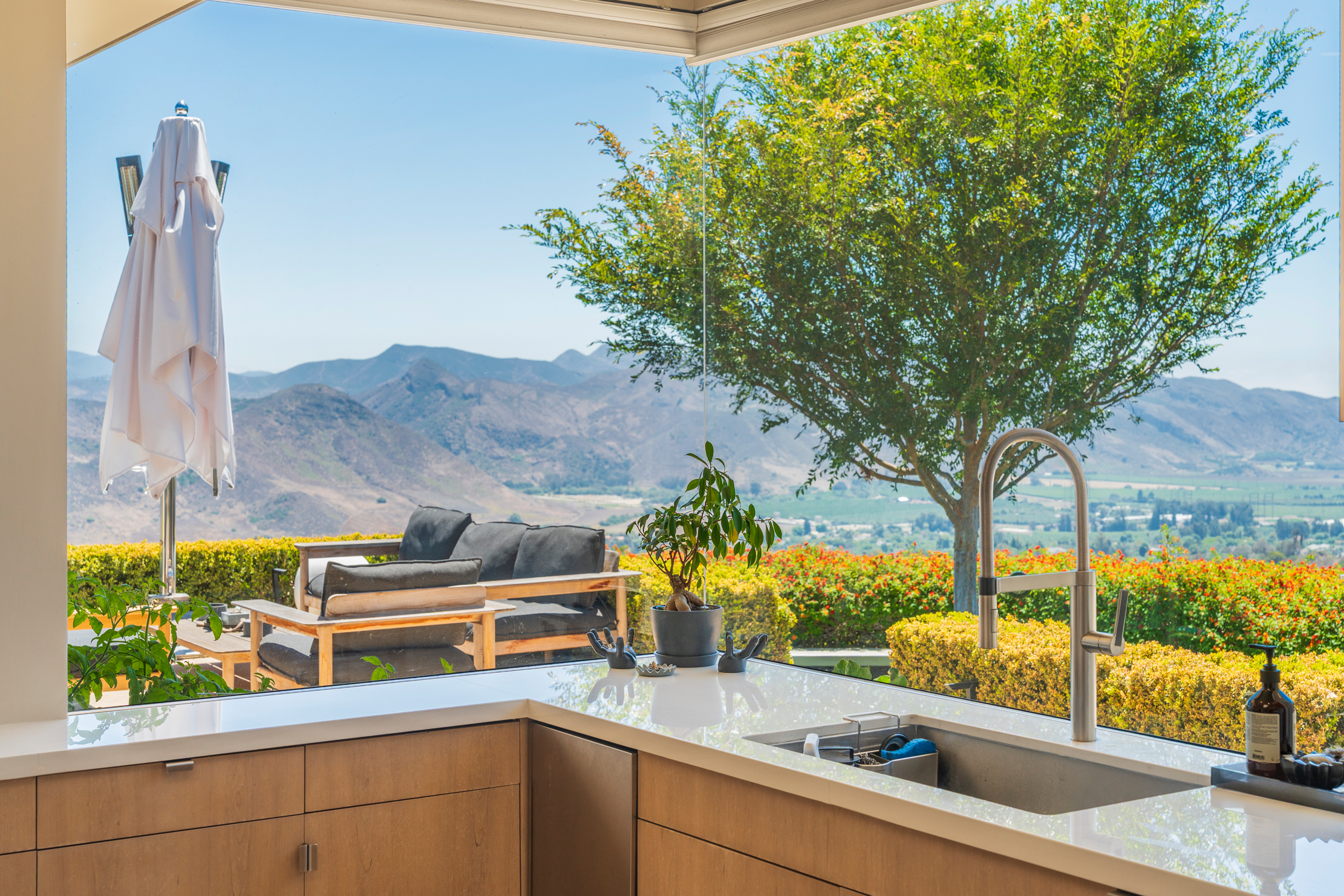 Kitchen corner window with valley views